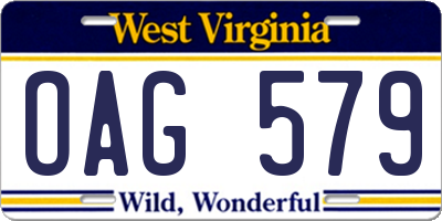 WV license plate OAG579