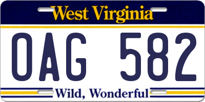 WV license plate OAG582