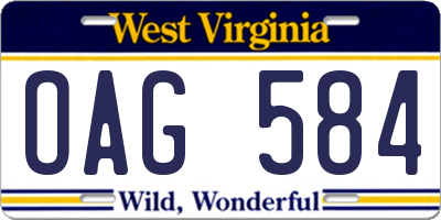 WV license plate OAG584
