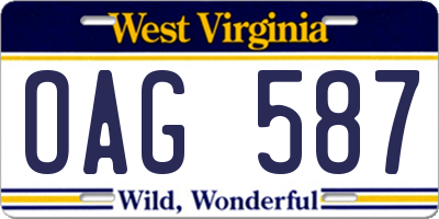 WV license plate OAG587