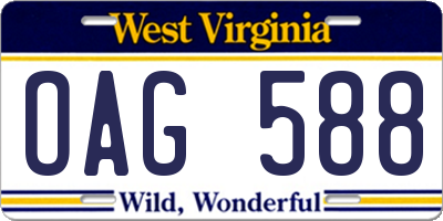 WV license plate OAG588