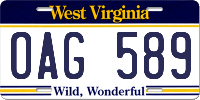 WV license plate OAG589