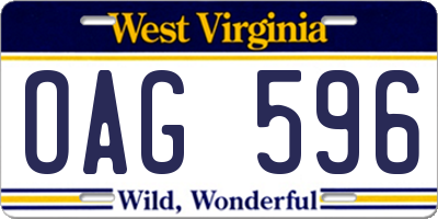 WV license plate OAG596