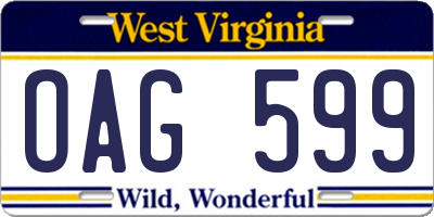 WV license plate OAG599
