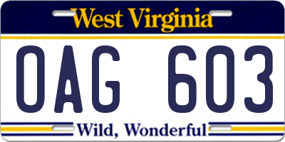 WV license plate OAG603