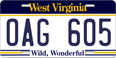 WV license plate OAG605