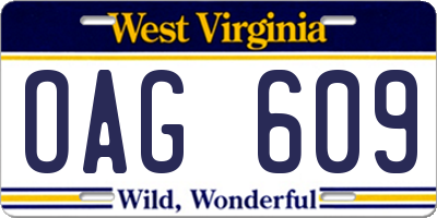 WV license plate OAG609