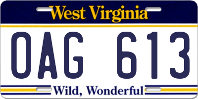 WV license plate OAG613