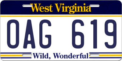 WV license plate OAG619