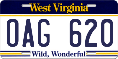 WV license plate OAG620