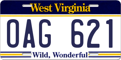 WV license plate OAG621