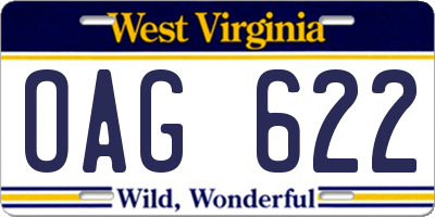 WV license plate OAG622