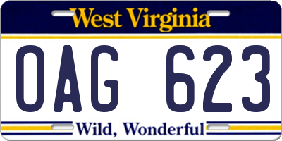 WV license plate OAG623