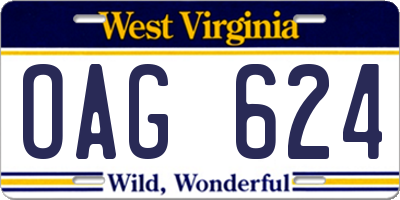 WV license plate OAG624