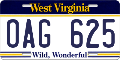 WV license plate OAG625