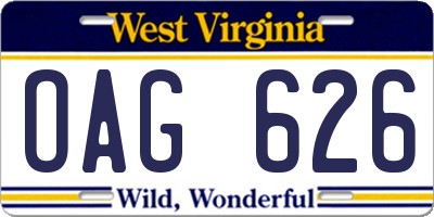 WV license plate OAG626