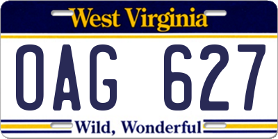 WV license plate OAG627