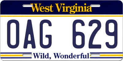 WV license plate OAG629