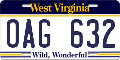 WV license plate OAG632