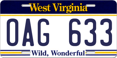WV license plate OAG633