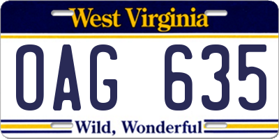WV license plate OAG635