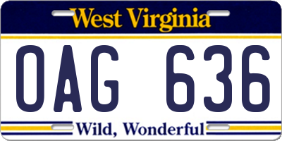 WV license plate OAG636