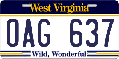 WV license plate OAG637