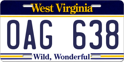 WV license plate OAG638