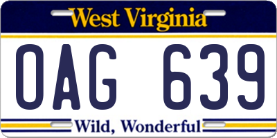 WV license plate OAG639