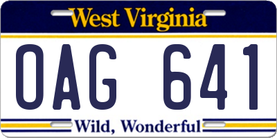 WV license plate OAG641