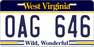 WV license plate OAG646