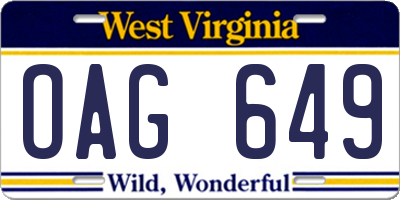 WV license plate OAG649