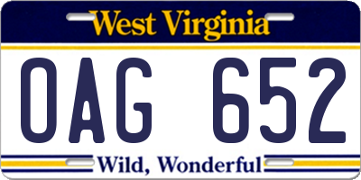 WV license plate OAG652