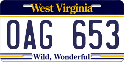 WV license plate OAG653