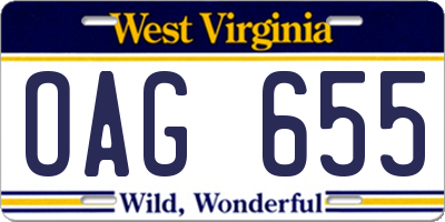 WV license plate OAG655