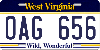 WV license plate OAG656