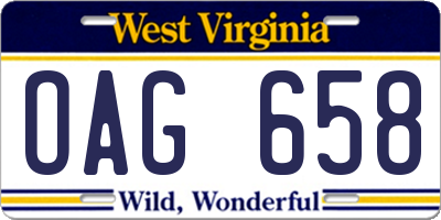 WV license plate OAG658