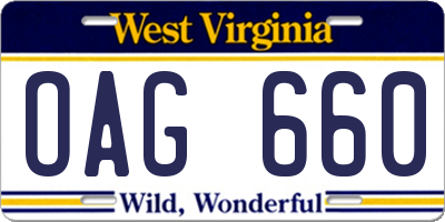 WV license plate OAG660