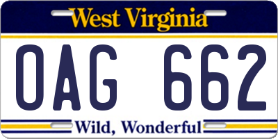 WV license plate OAG662
