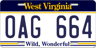 WV license plate OAG664