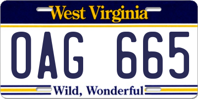 WV license plate OAG665