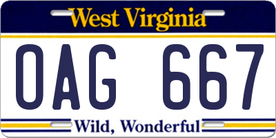 WV license plate OAG667