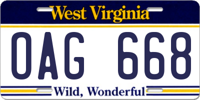 WV license plate OAG668