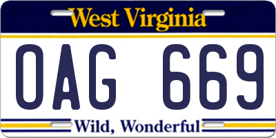 WV license plate OAG669