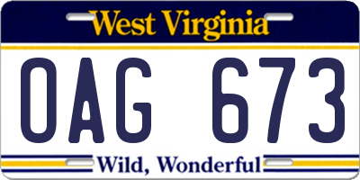 WV license plate OAG673