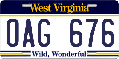 WV license plate OAG676