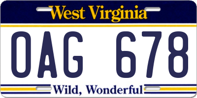 WV license plate OAG678
