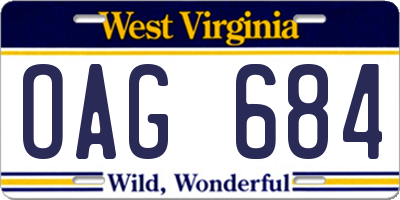 WV license plate OAG684