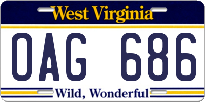 WV license plate OAG686