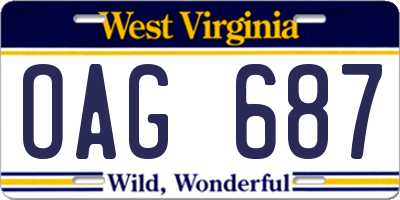 WV license plate OAG687